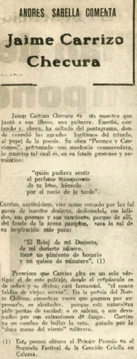 Jaime Carrizo Checura : [comentario]