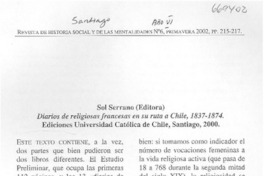 Diarios de religiosas francesas en su ruta a Chile, 1837-1874