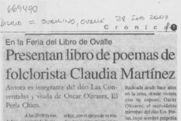 Presentan libro de poemas de folclorista Claudia Martínez.