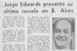 Jorge Edwards presenta su última novela en B. Aires.