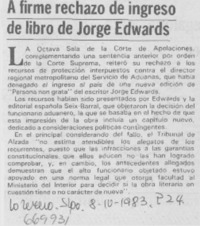 A firme rechazo de ingreso de libro de Jorge Edwards.