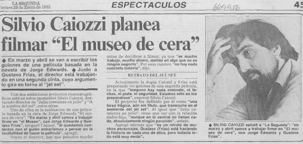 Silvio Caiozzi planea filmar "El museo de cera".