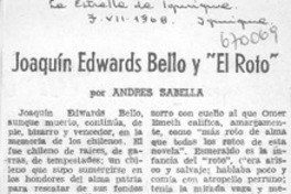 Joaquín Edwards Bello y "El roto"