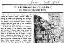 "El Subterráneo de los jesuitas", de Joaquín Edwards Bello.