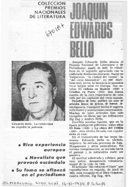 Joaquín Edwards Bello.