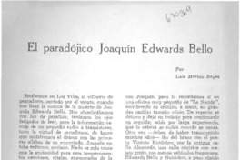 El paradójico Joaquín Edwards Bello