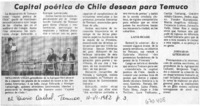 Capital poética de Chile desean para Temuco.