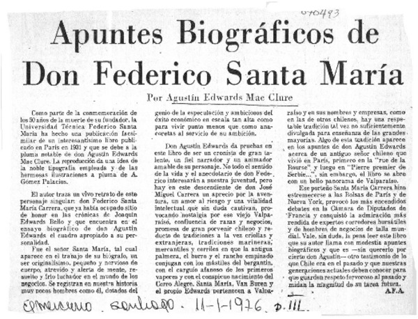 Apuntes de Don Federico Santa María