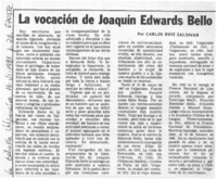La vocación de Joaquín Edwards Bello