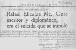 Rafael Elizalde Mc. Clure escritor y diplomático, era el suicida que se inmoló.