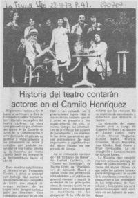 Historia del teatro contarán actores en el Camilo Henríquez.