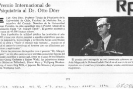 Premio Internacional de Psiquiatría al Dr. Otto Dörr