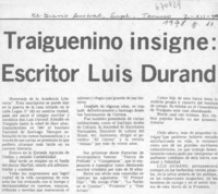 Traiguenino insigne: escritor Luis Durand