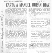 Carta a Manuel Durán Díaz