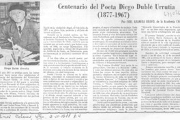 Centenario del poeta Diego Dublé Urrutia (1877-1967)