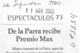 De la Parra recibe Premio Max.