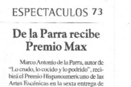 De la Parra recibe premio Max.