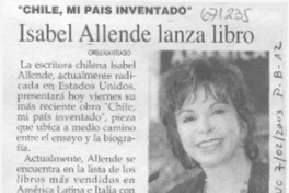 Isabel Allende lanza libro.