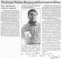 Profesor Walter Rojas publicó nuevo libro.