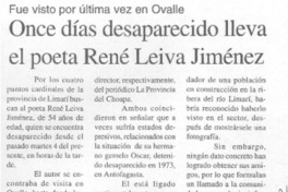 Once días desaparecido lleva el poeta René Leiva Jiménez