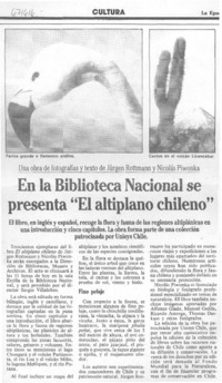 En la Biblioteca Nacional se presenta "El altiplano chileno".