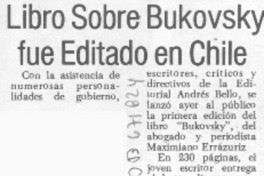 Libro sobre Bukovsky fue editado en Chile.