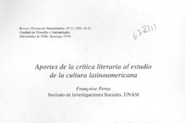 Aportes de la crítica literaria al estudio de la cultura latinoamericana.