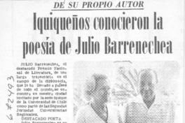 Iquiqueños conocieron la poesía de Julio Barrenechea.
