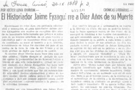 El historiador Jaime Eyzaguirre a diez años de su muerte