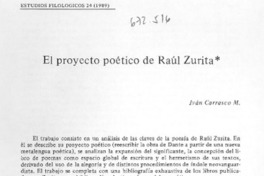 El proyecto poético de Raúl Zurita