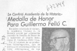 Medalla de honor para Guillermo Feliú C.