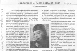 ¿Recuerdas a María Luisa Bombal?
