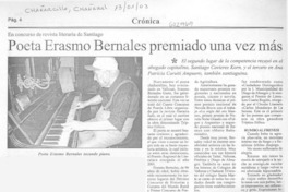 Poeta Erasmo Bernales premiado una vez más.