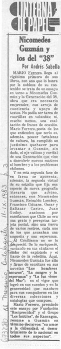 Nicomedes Guzmán y la generación del "38"