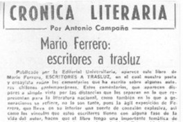 Mario Ferrero, escritores a trasluz