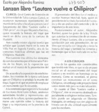 Lanzan libro "Lautaro vuelve a Chilipirco".