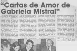Cartas de amor de Gabriela Mistral".