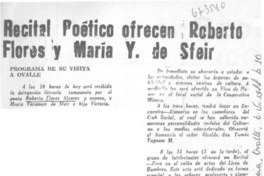Recital poético ofrecen Roberto Flores y María Y. de Sfeir.