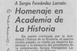 Homenaje en Academia de la historia.