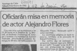 Oficiarán misa en memoria de actor Alejandro Flores.