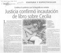Justicia confirmó incautación de libro sobre Cecilia.