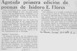 Agotada primera edición de poemas de Isidoro E. Flores.