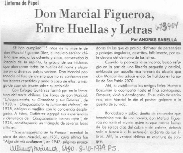 Don Marcial Figueroa, entre huellas y letras