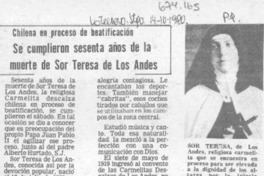 Se cumplieron sesenta años de la muerte de Sor Teresa de Los Andes.