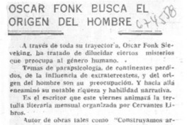 Oscar Fonck busca el origen del hombre