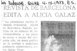 Revista de Barcelona edita a Alicia Galaz.