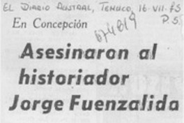 Asesinaron al historiador Jorge Fuenzalida