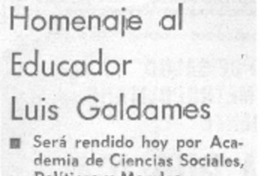 Homenaje al educador Luis Galdames.