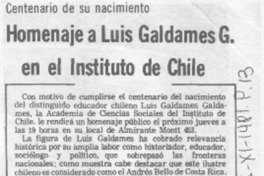 Homenaje a Luis Galdames G. en el Instituto de Chile.