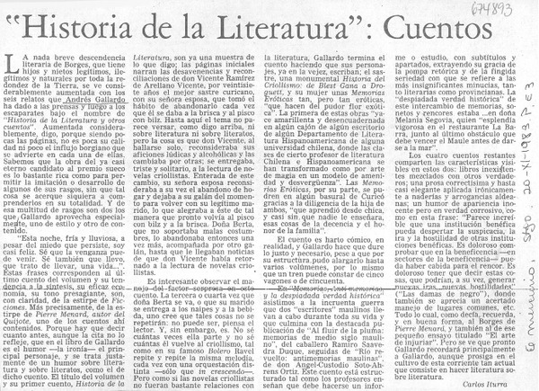 "Historia de la literatura", cuentos